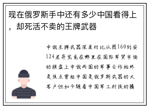 现在俄罗斯手中还有多少中国看得上，却死活不卖的王牌武器